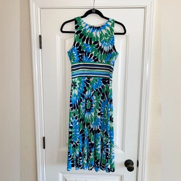 Dresses | Womens Evan Picone Dress Blue Green Floral Sz 6 Euc | Poshmark